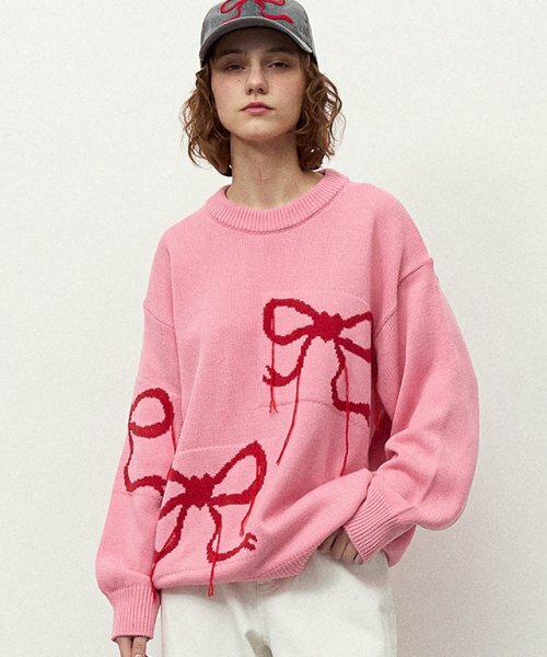 RONRON VINTAGE HEART RIBBON KNIT