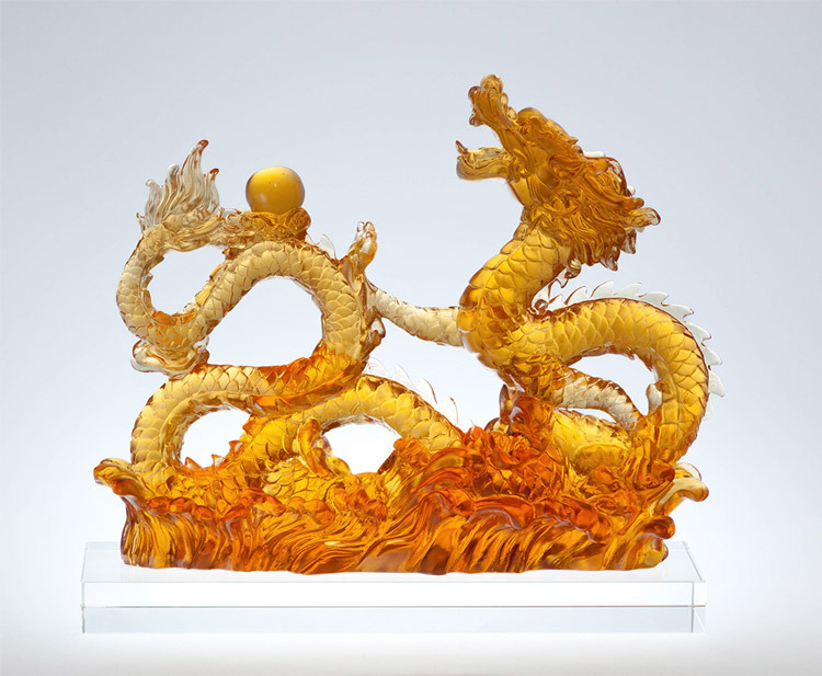 鹿港窯禮品館│琉璃 龍行好運 工藝品 擺件 書房 辦公室桌面 裝飾 龍年生肖禮物商務禮品