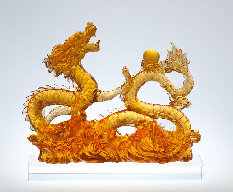 鹿港窯禮品館│琉璃 龍行好運 工藝品 擺件 書房 辦公室桌面 裝飾 龍年生肖禮物商務禮品