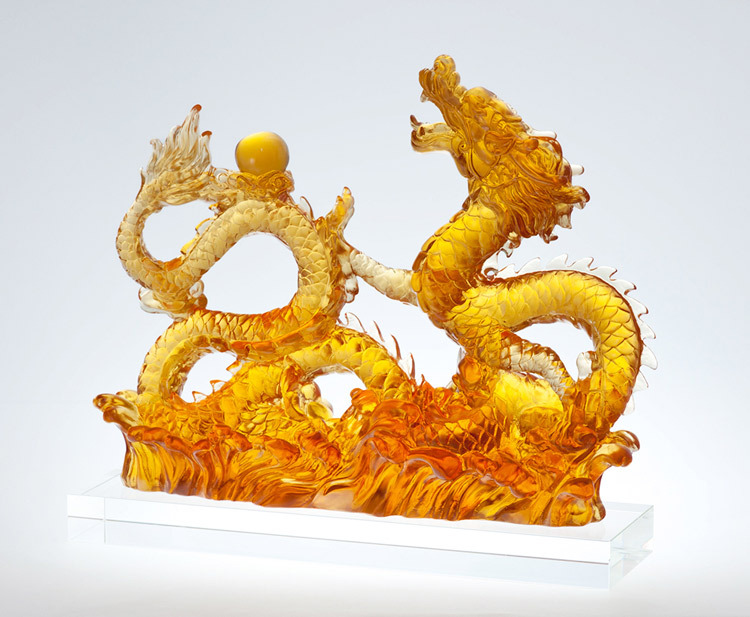 鹿港窯禮品館│琉璃 龍行好運 工藝品 擺件 書房 辦公室桌面 裝飾 龍年生肖禮物商務禮品