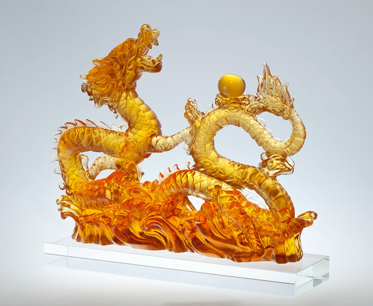 鹿港窯禮品館│琉璃 龍行好運 工藝品 擺件 書房 辦公室桌面 裝飾 龍年生肖禮物商務禮品