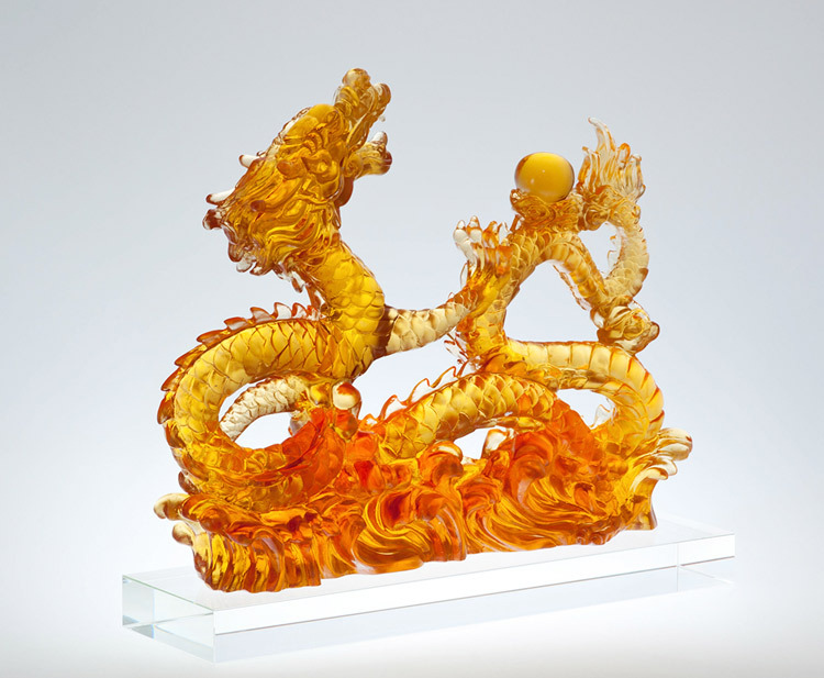 鹿港窯禮品館│琉璃 龍行好運 工藝品 擺件 書房 辦公室桌面 裝飾 龍年生肖禮物商務禮品