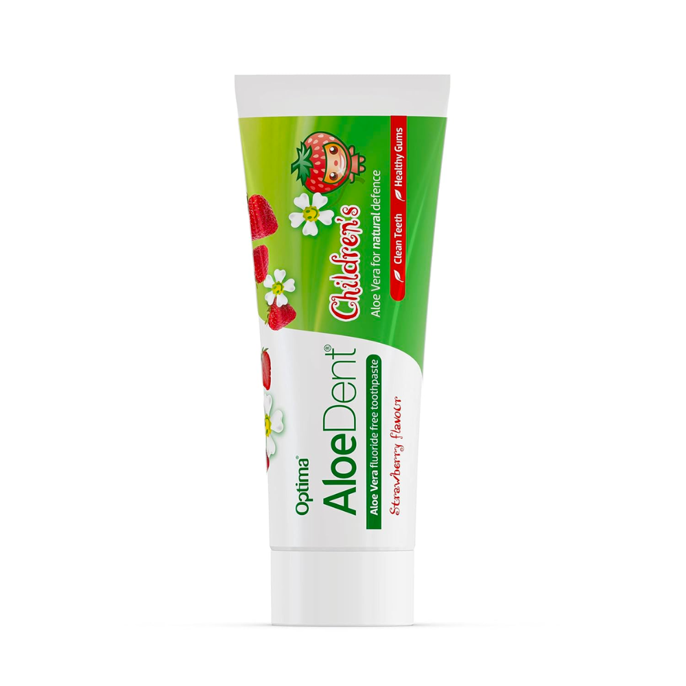 AloeDent - 小童天然草莓口味牙膏（無氟牙膏，蘆薈，茶樹油，美白牙齒，徹底清潔牙齒）(50ml) (HC328)