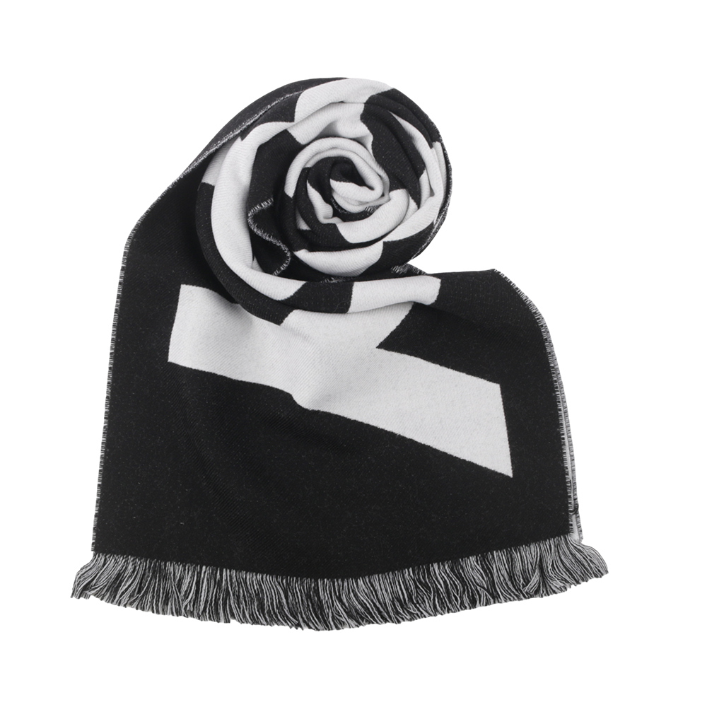 【BURBERRY】Logo 徽標羊毛圍巾(黑色/白色) 8054214 A1189