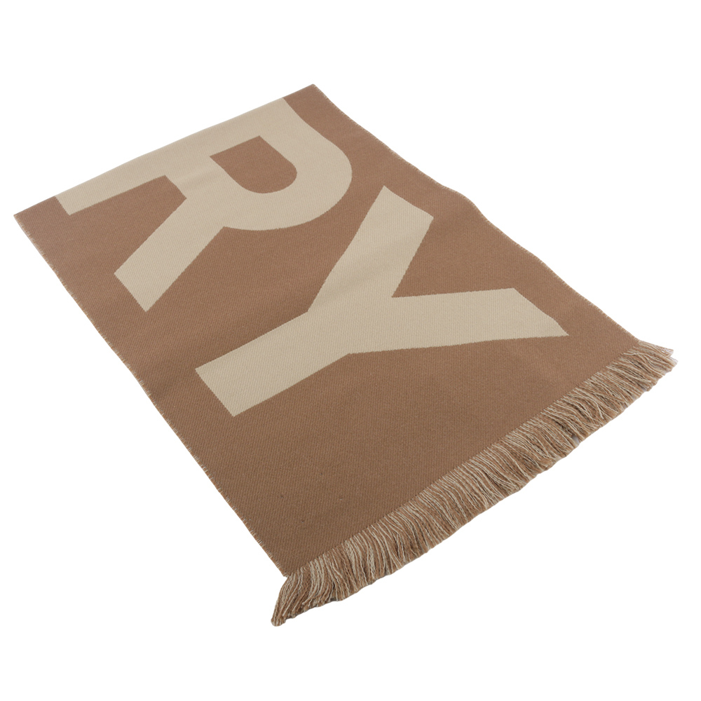 【BURBERRY】Logo 徽標羊毛圍巾(樺木棕/奶茶色) 8057148 A8773