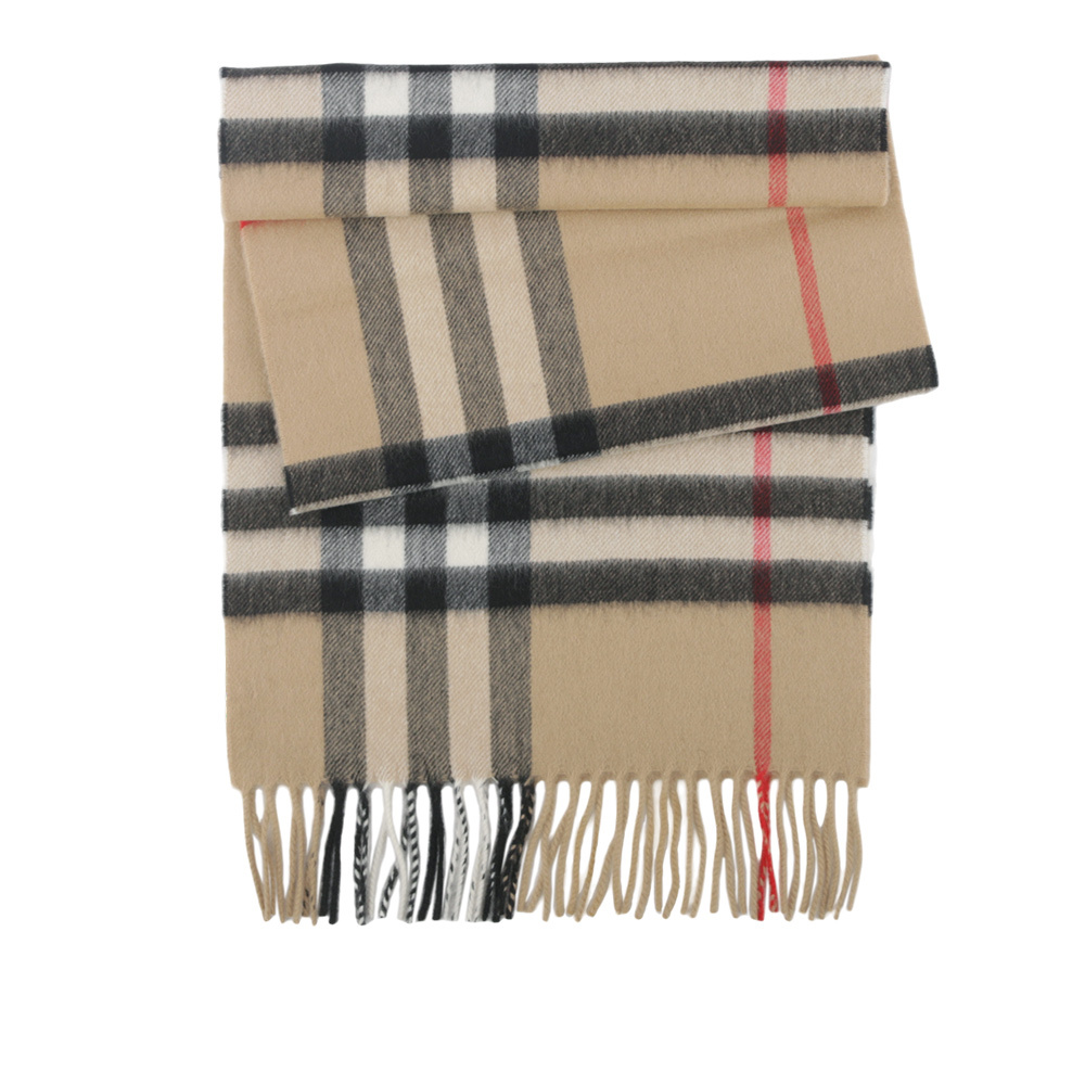 【BURBERRY】基本款經典格紋喀什米爾圍巾(經典米色) 8076576 A7026