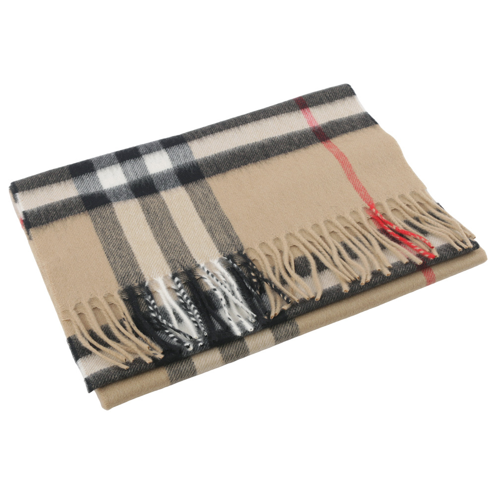 【BURBERRY】基本款經典格紋喀什米爾圍巾(經典米色) 8076576 A7026