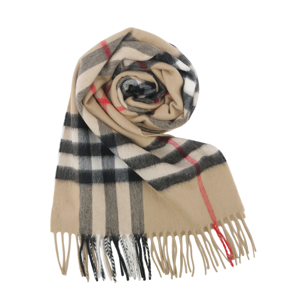 【BURBERRY】基本款經典格紋喀什米爾圍巾(經典米色) 8076576 A7026