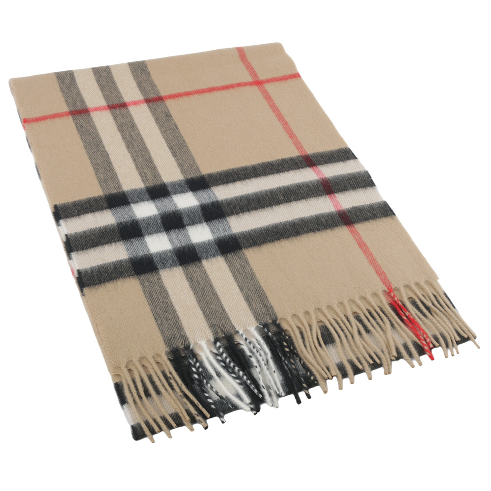 【BURBERRY】基本款經典格紋喀什米爾圍巾(經典米色) 8076576 A7026
