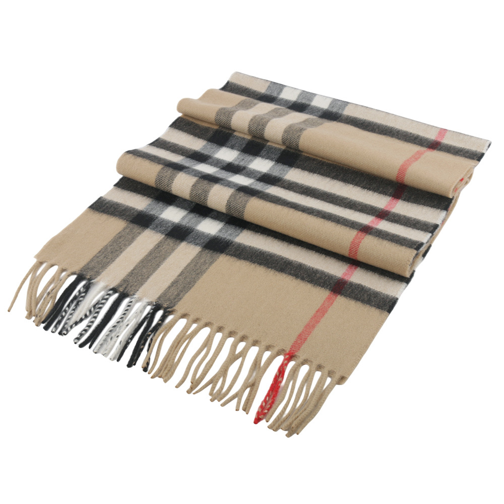 【BURBERRY】基本款經典格紋喀什米爾圍巾(經典米色) 8076576 A7026