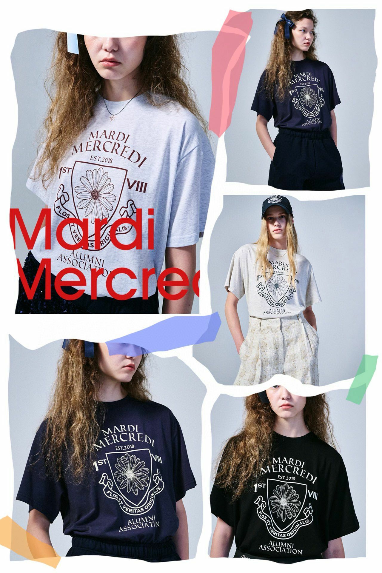 Mardi 大三角花朵印花圖案 情侶Tee-2400221