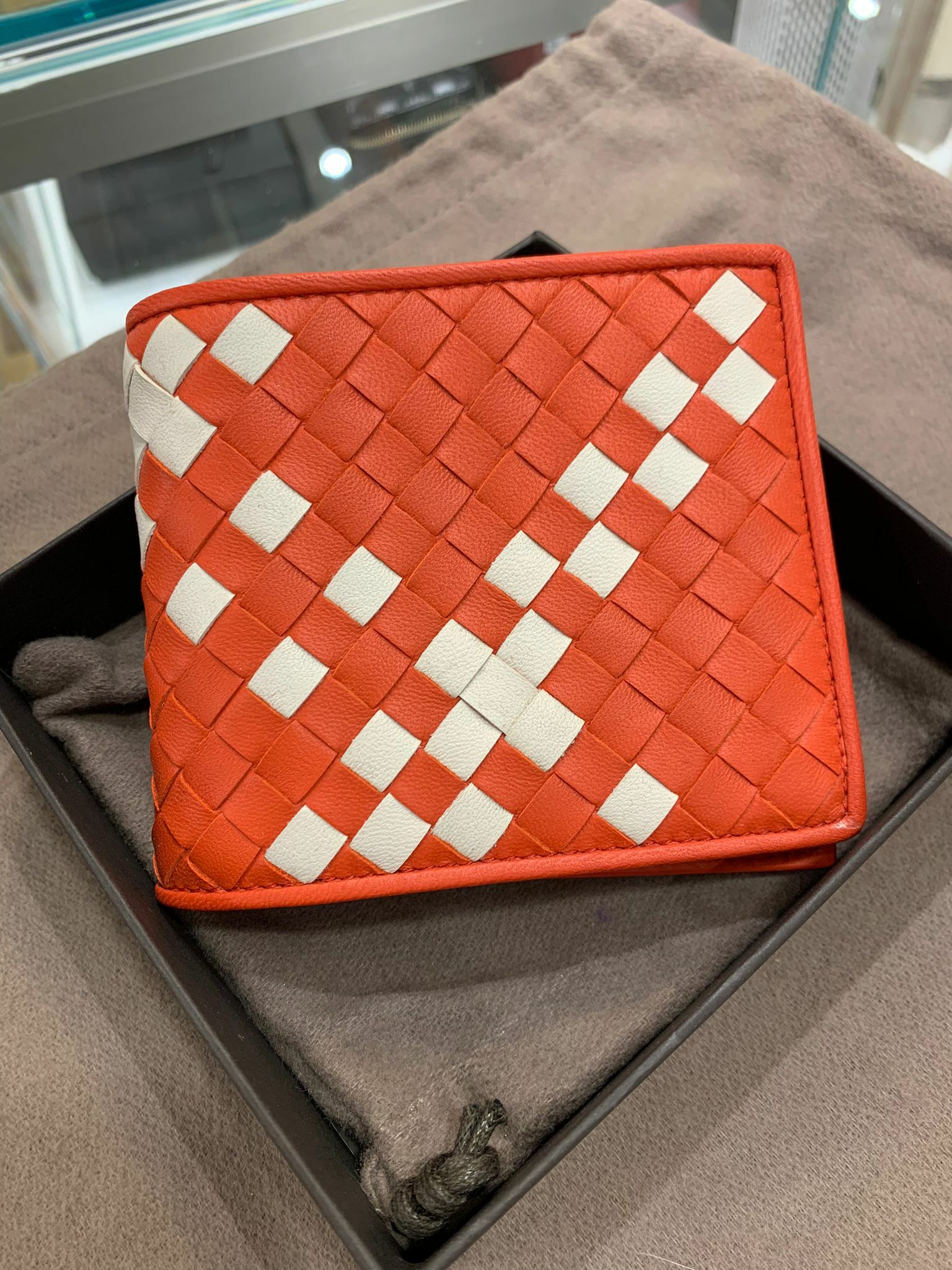 BV 橙色拼白色銀包