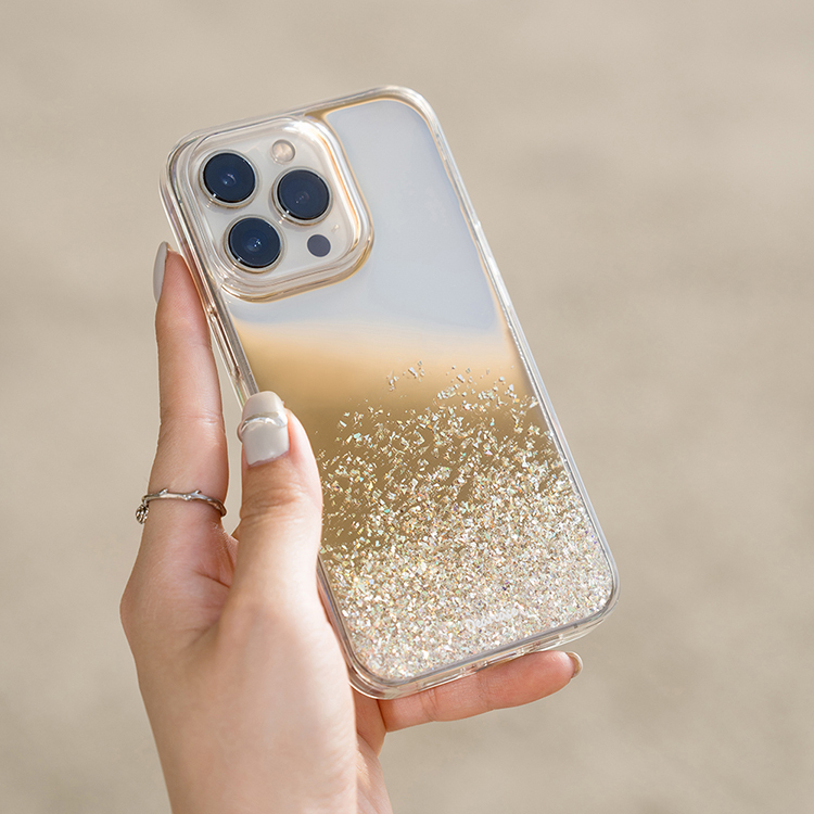 【插畫聯名】萌萌豬 招財金豬 閃耀鏡面殼(金) - (訂製名字) iPhone客製化手機殼