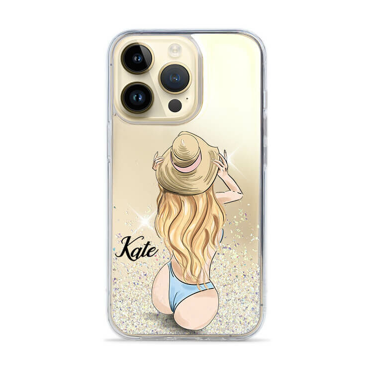 閃耀鏡面殼(金) - 熱情女孩 - (訂製名字) iPhone客製化手機殼