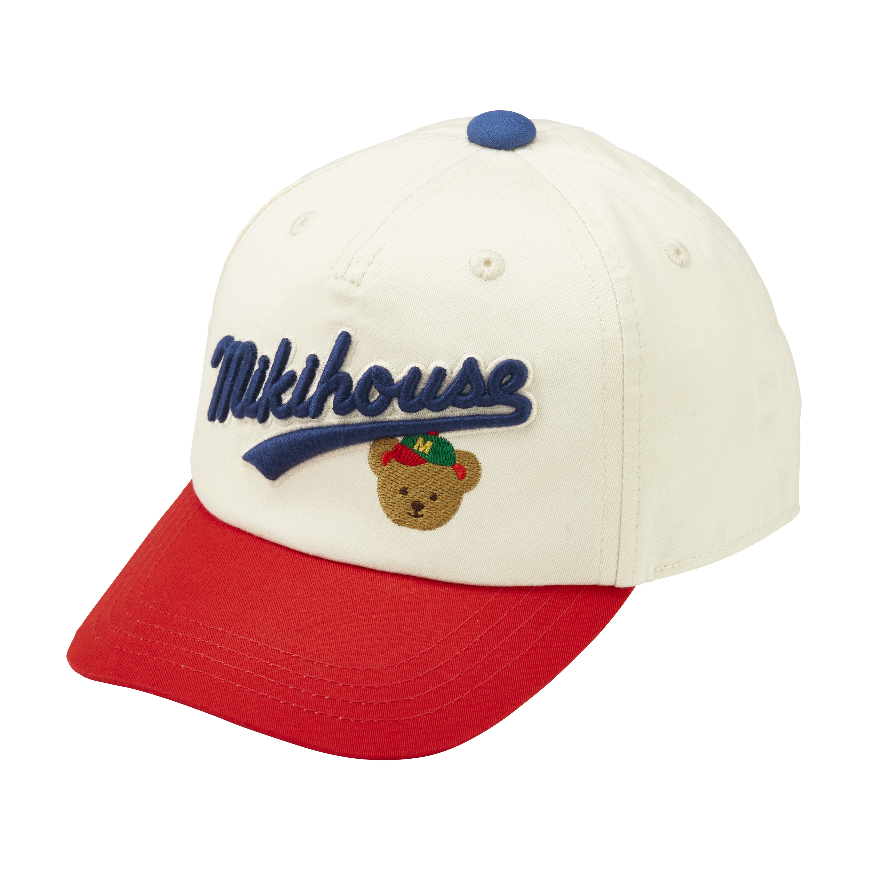 抗UV MIKI HOUSE BEAR棒球鴨舌帽-白