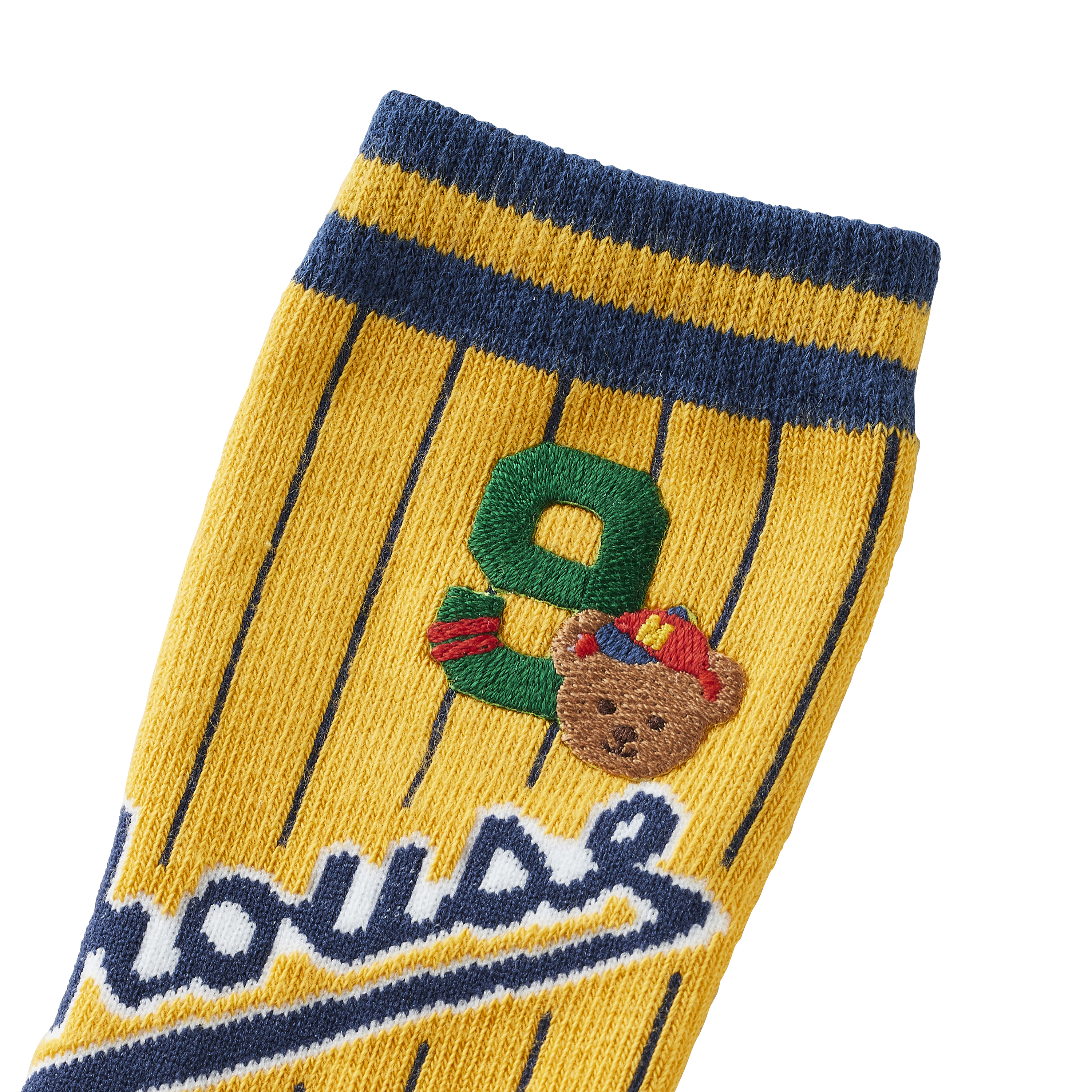 MIKI HOUSE BEAR棒球長筒襪-黃