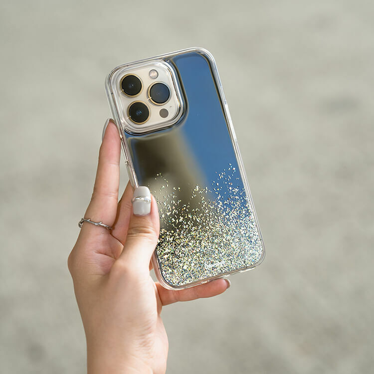 閃耀鏡面殼(黑) - 休閒女孩 - (訂製名字) iPhone客製化手機殼