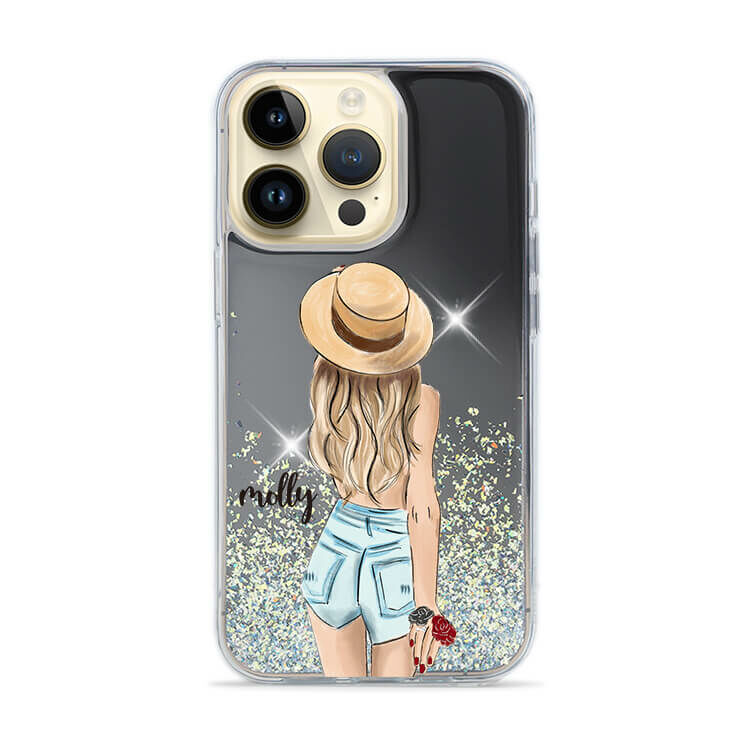 閃耀鏡面殼(黑) - 個性女孩 - (訂製名字) iPhone客製化手機殼