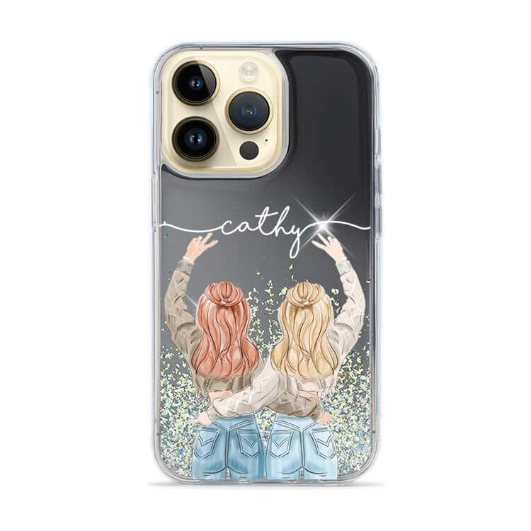 閃耀鏡面殼(黑) - 閨蜜女孩 - (訂製名字) iPhone客製化手機殼