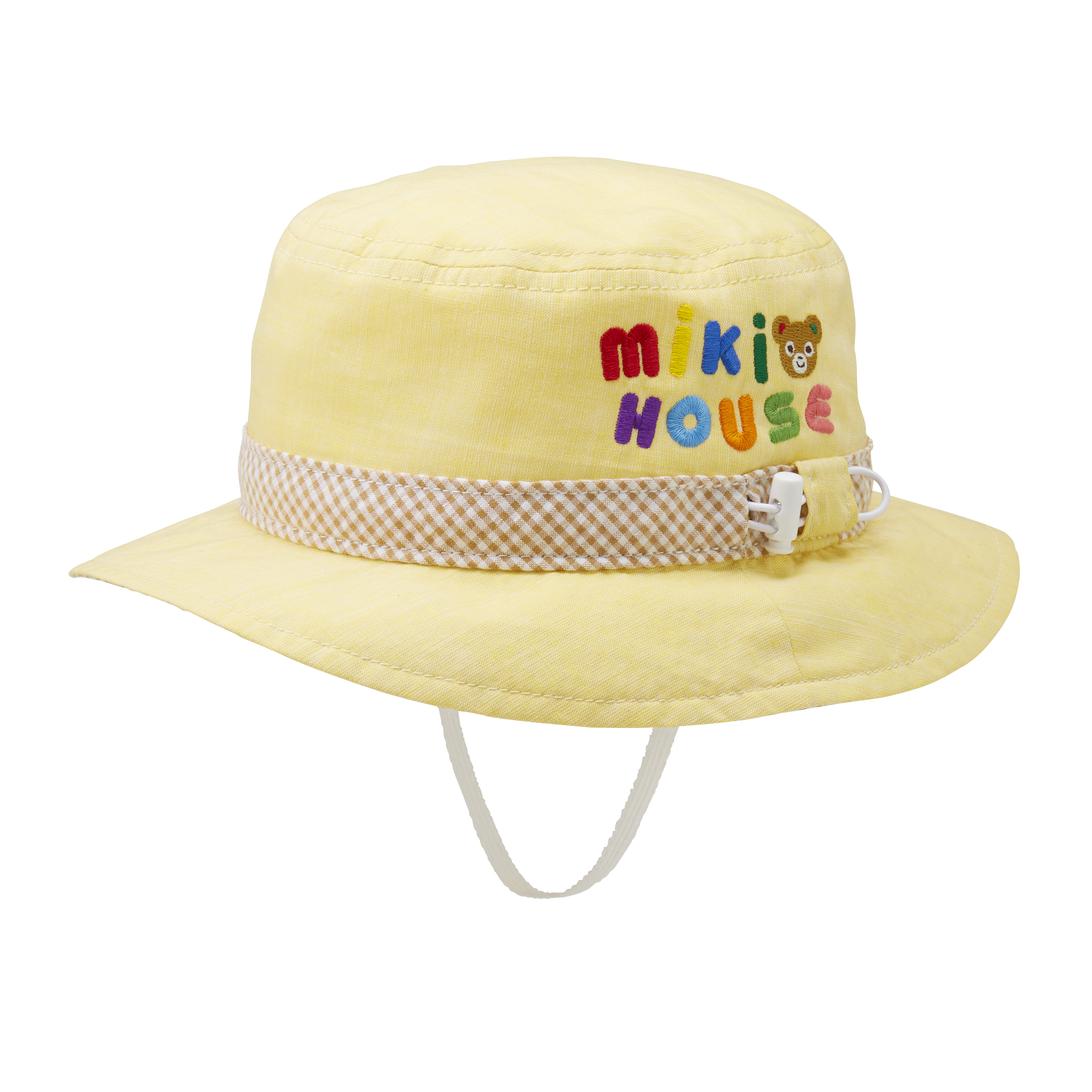 抗UV 普奇熊格子漁夫帽-黃