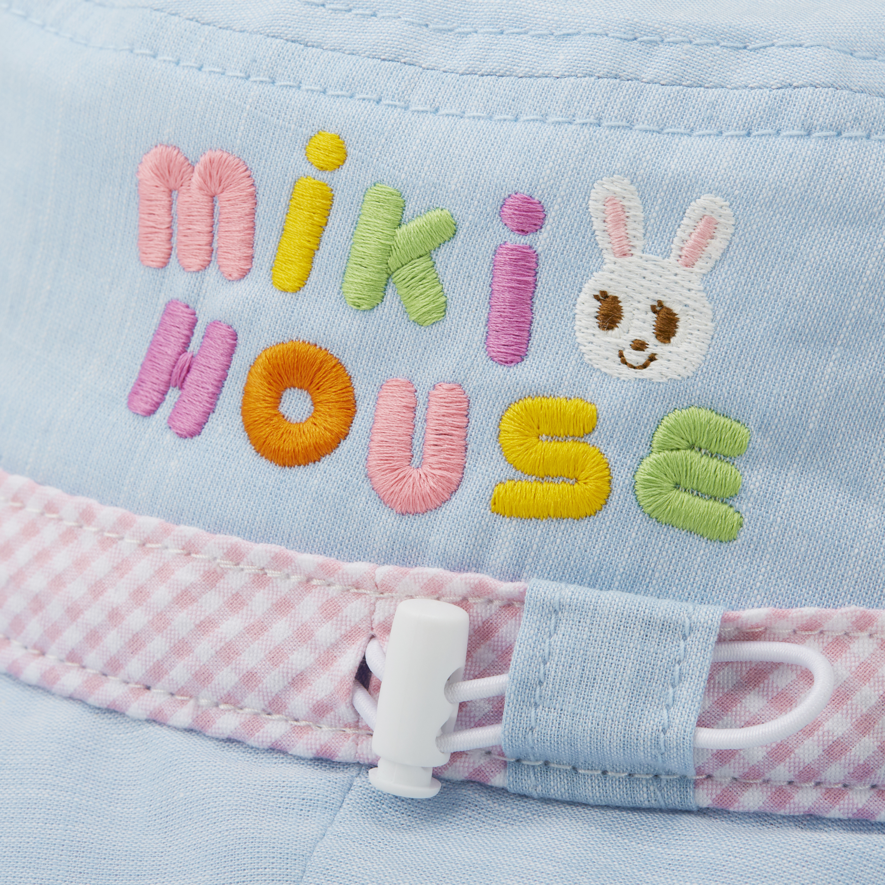 抗UV 舞颯兔格子漁夫帽-天藍