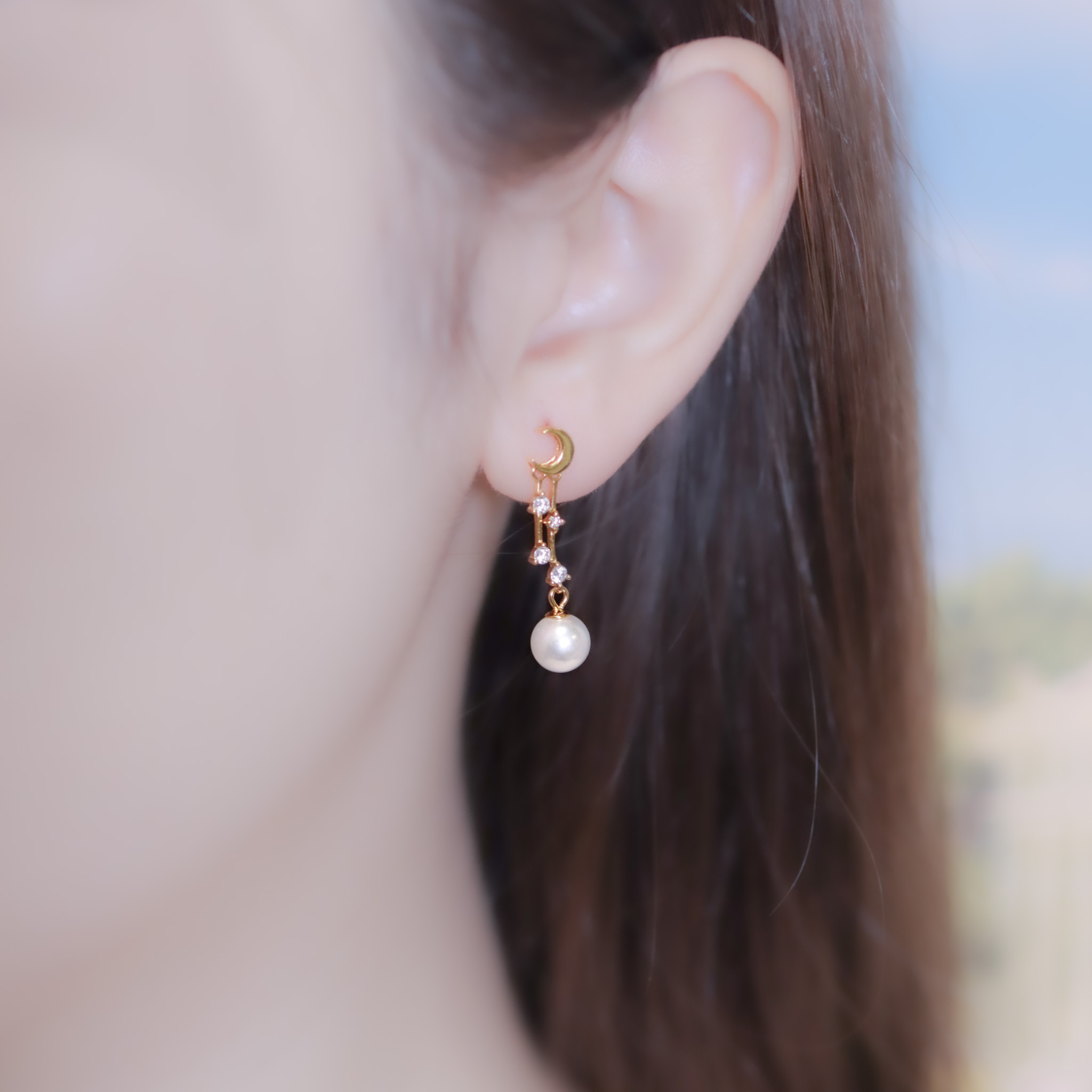 | 925純銀・白金・14k金・珍珠 | 夜幕之敘耳環 | EA0730 |