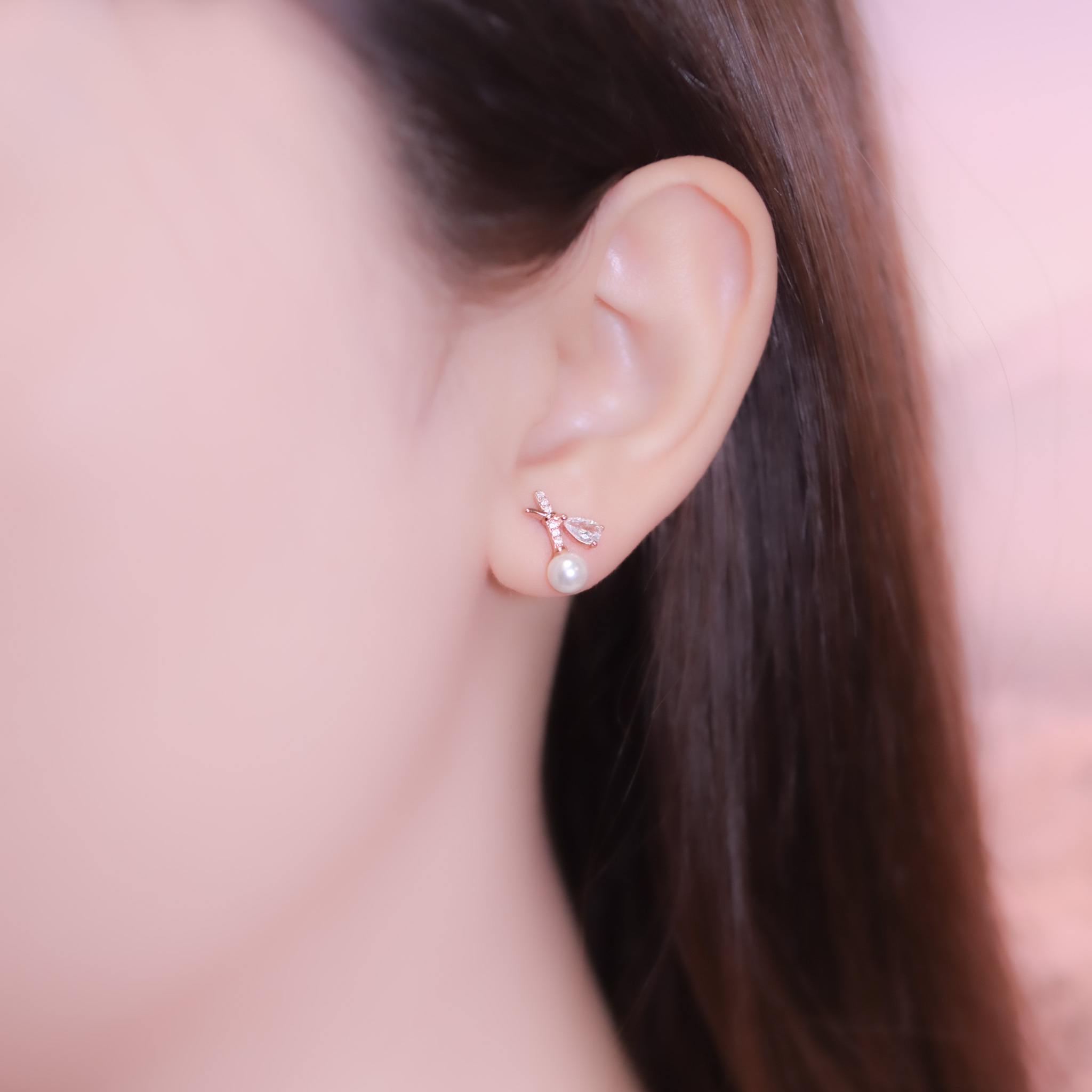| 925純銀・白金・ 玫瑰金・珍珠 | 未知的幸福耳環 (銀/玫瑰金) | EA0734 |