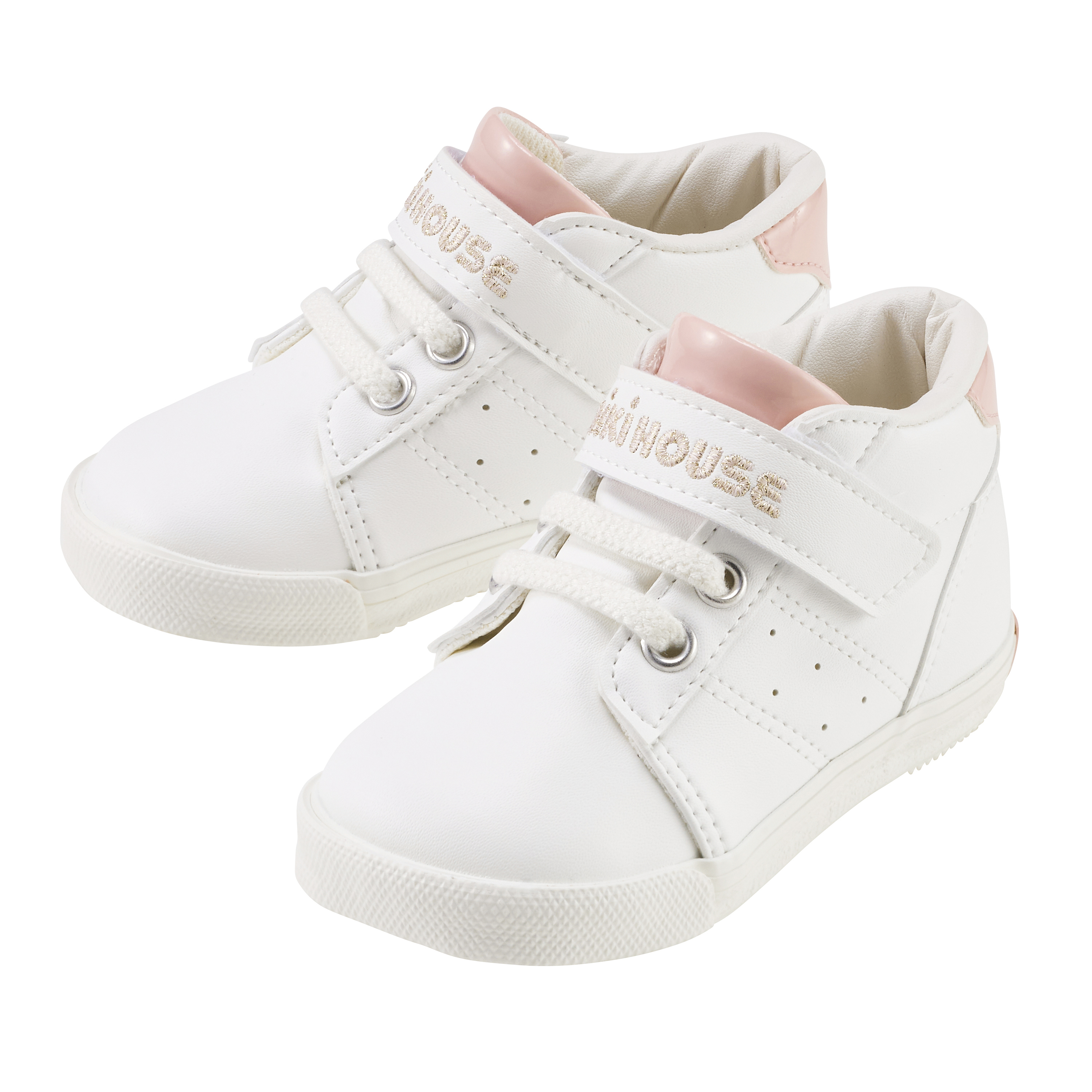 皮製綁帶造型二段鞋-粉