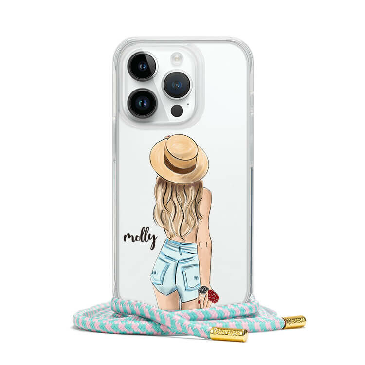 個性女孩 - (客製化姓名) iPhone透明掛繩手機殼