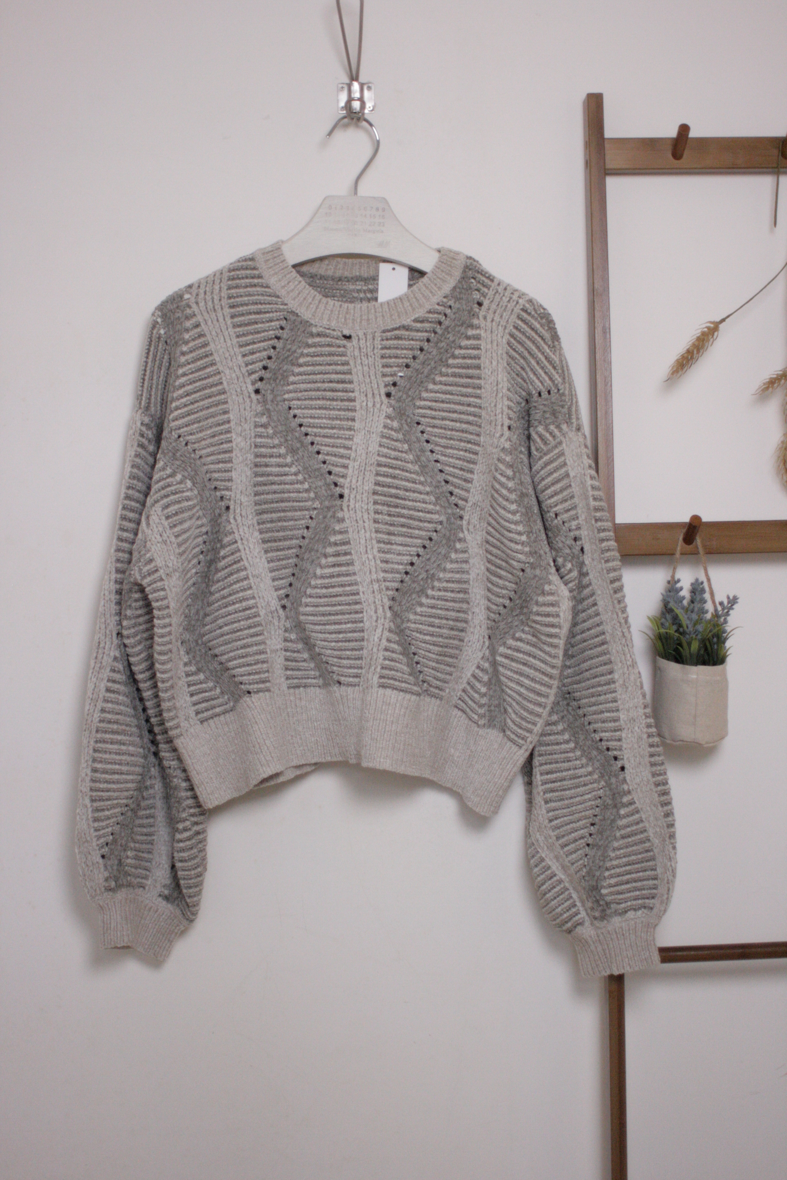 灰色系提花針織套頭衫【日本直送】