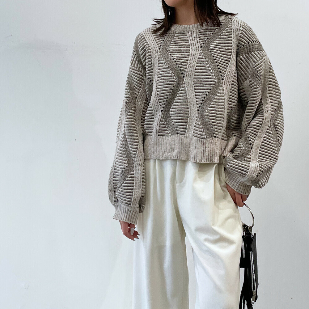 灰色系提花針織套頭衫【日本直送】