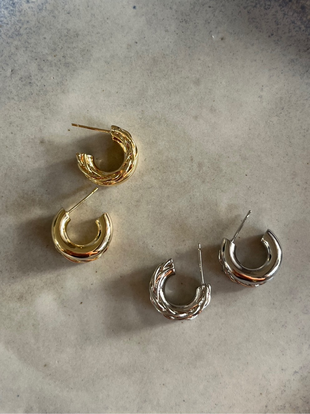 雙層拼接圈圈耳環(2色)