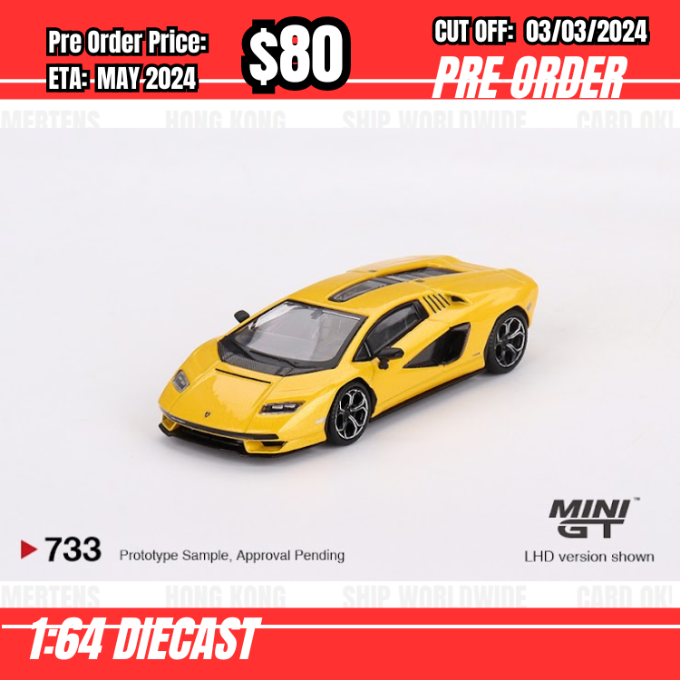 PO-$80 * Mini GT * 1:64 #733 Lamborghini Countach LPI 800-4  New Giallo Orion LHD [OD19/02]