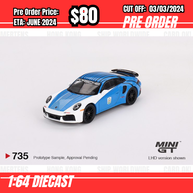 PO-$80 * Mini GT * 1:64 #735 Porsche 911 Turbo S Safety Car  2023 IMSA Daytona 24 Hrs LHD [OD19/02]