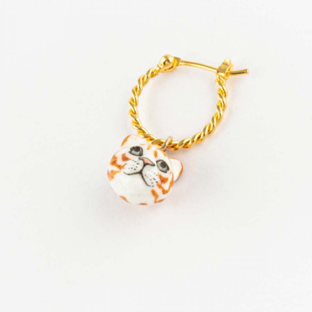 白虎迷你圈型耳環-單只