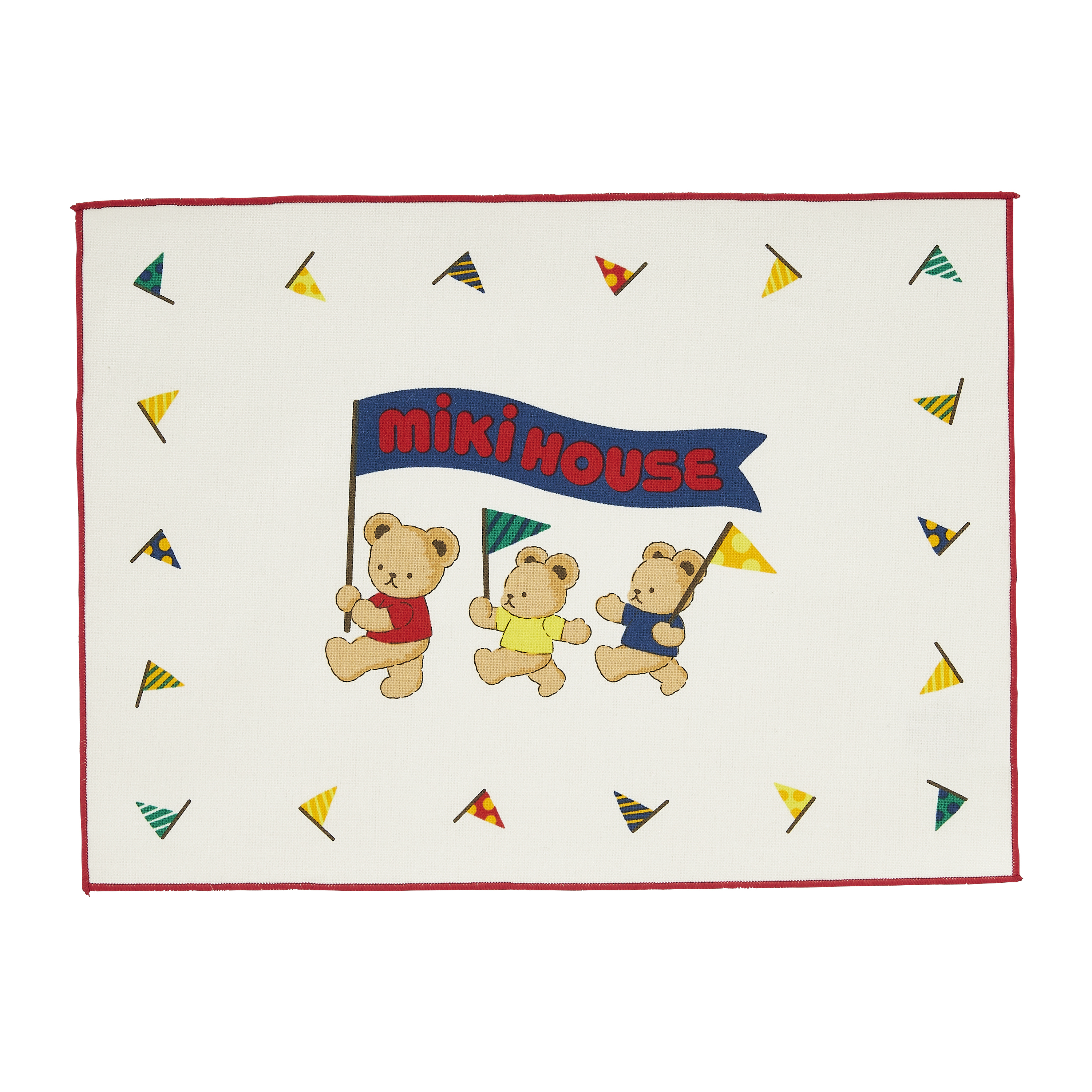 MIKI HOUSE BEAR餐墊兩件組-紅&藏藍