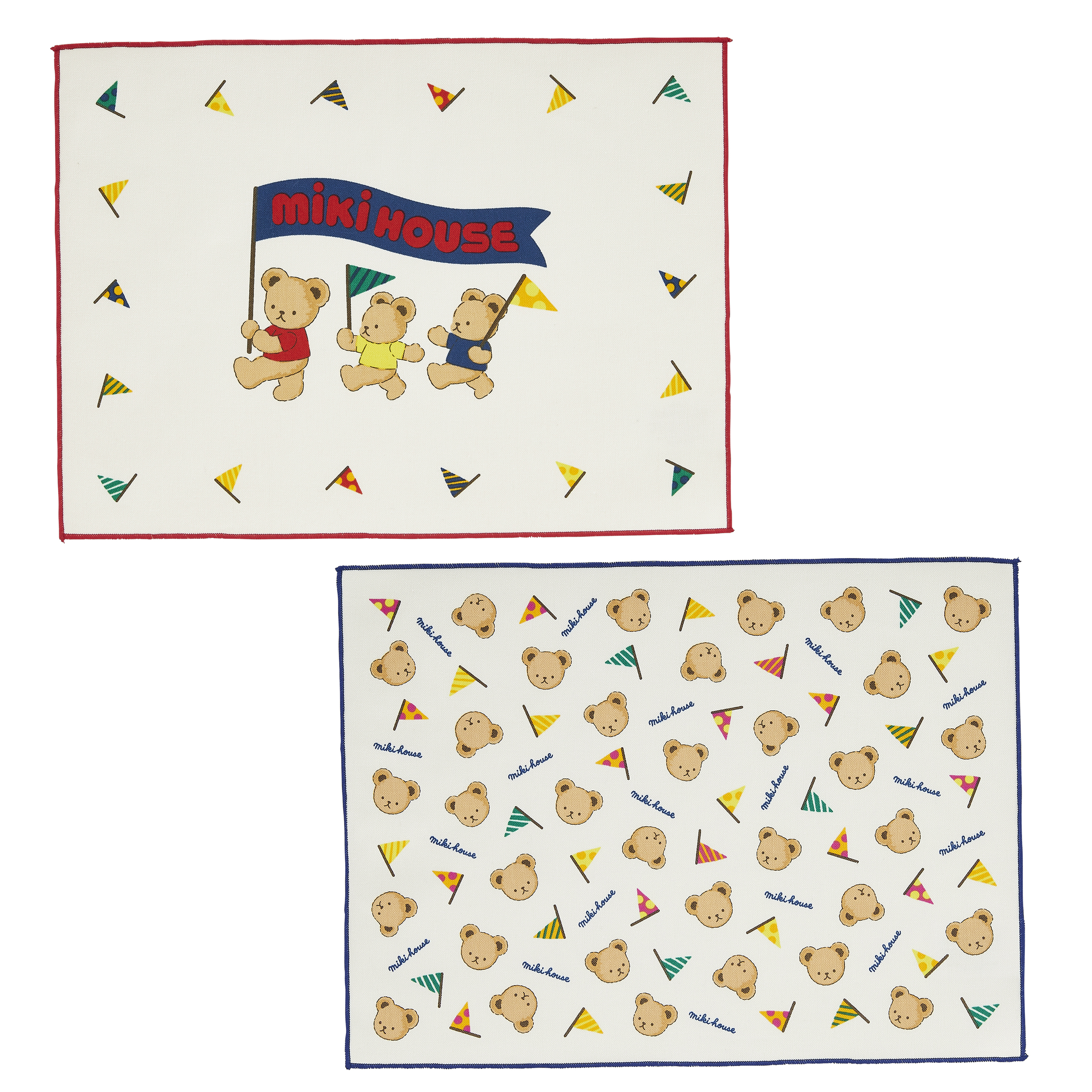 MIKI HOUSE BEAR餐墊兩件組-紅&藏藍