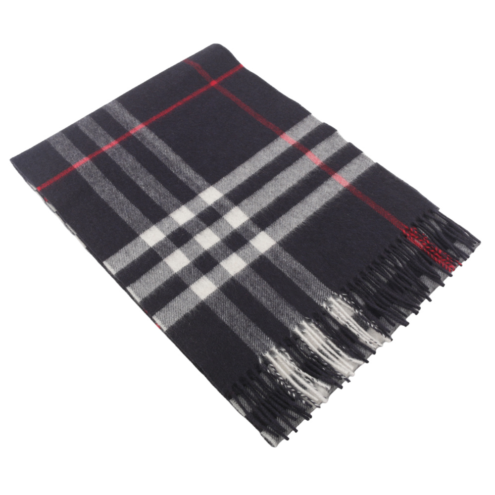 【BURBERRY】基本款經典格紋喀什米爾圍巾(海軍藍) 8076582 A1222