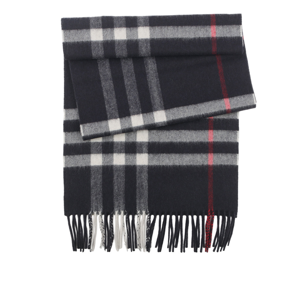 【BURBERRY】基本款經典格紋喀什米爾圍巾(海軍藍) 8076582 A1222