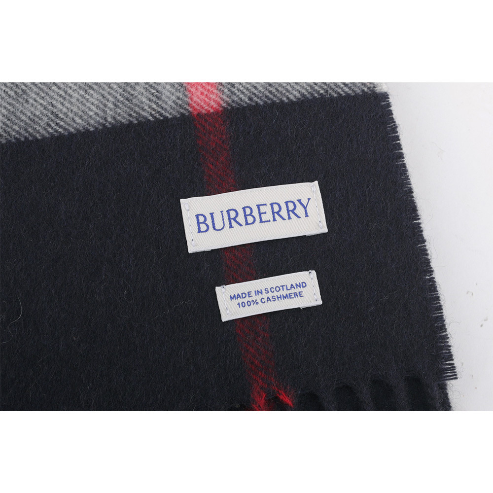【BURBERRY】基本款經典格紋喀什米爾圍巾(海軍藍) 8076582 A1222
