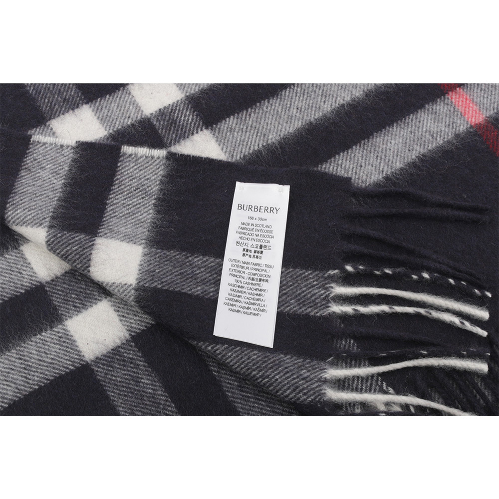 【BURBERRY】基本款經典格紋喀什米爾圍巾(海軍藍) 8076582 A1222