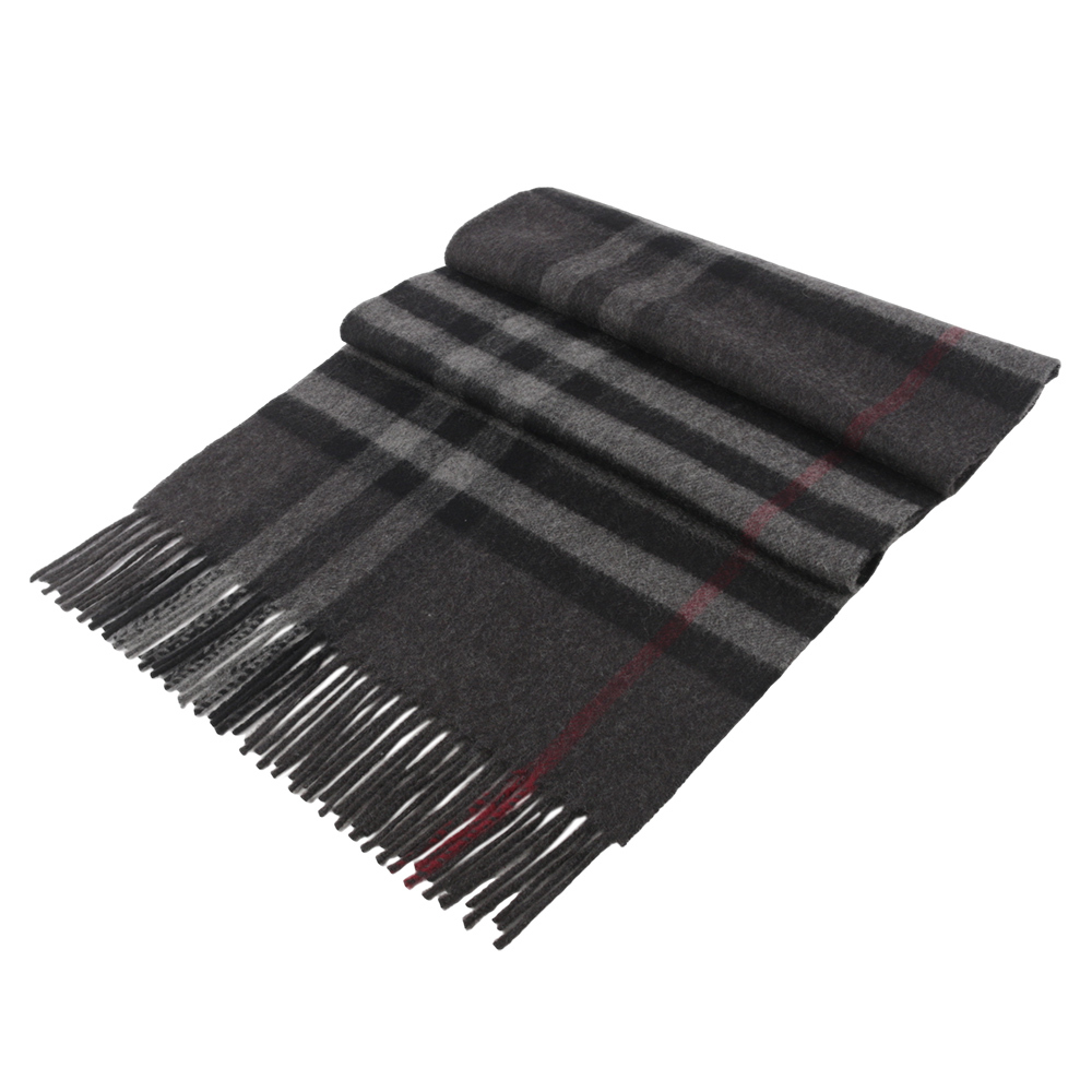 【BURBERRY】基本款經典格紋喀什米爾圍巾(炭灰色) 8077880 A1208