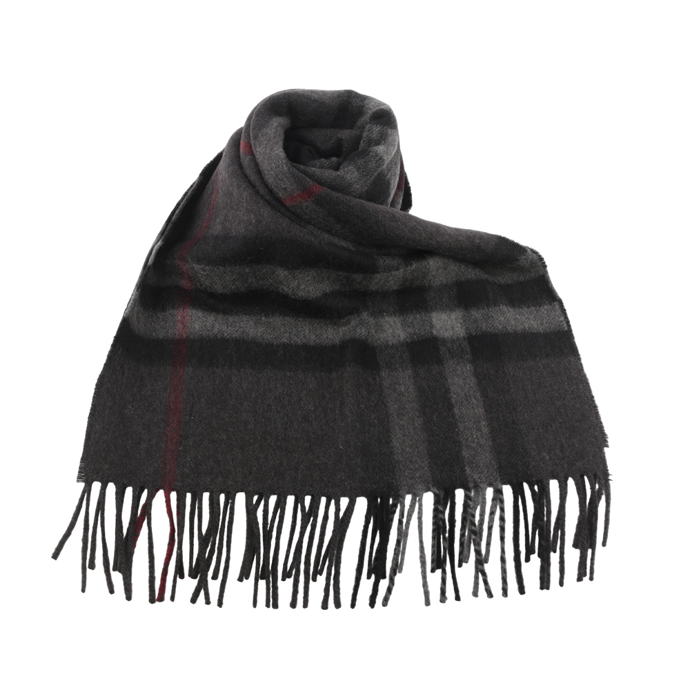 【BURBERRY】基本款經典格紋喀什米爾圍巾(炭灰色) 8077880 A1208