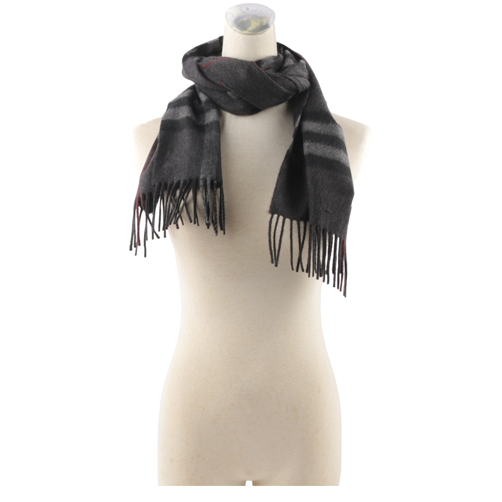 【BURBERRY】基本款經典格紋喀什米爾圍巾(炭灰色) 8077880 A1208