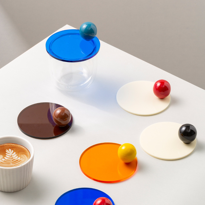 《3691》七彩色壓克力圓球通用杯蓋