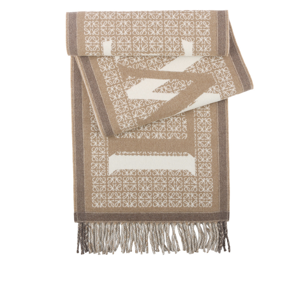 【LOEWE】Love 標誌羊毛及羊絨圍巾