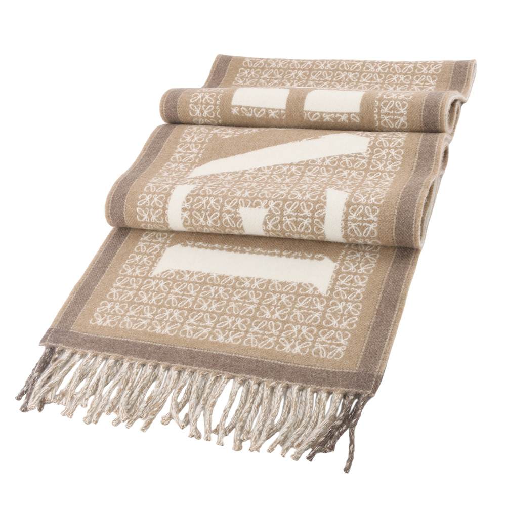 【LOEWE】Love 標誌羊毛及羊絨圍巾