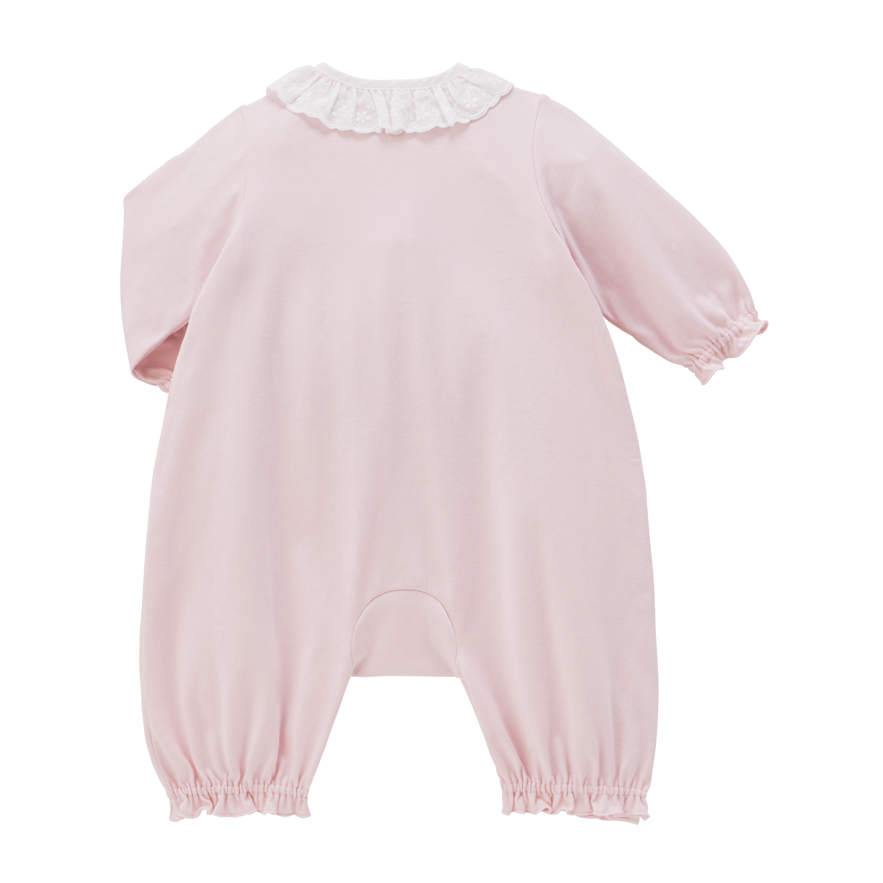 小兔刺繡蕾絲領連身衣-粉