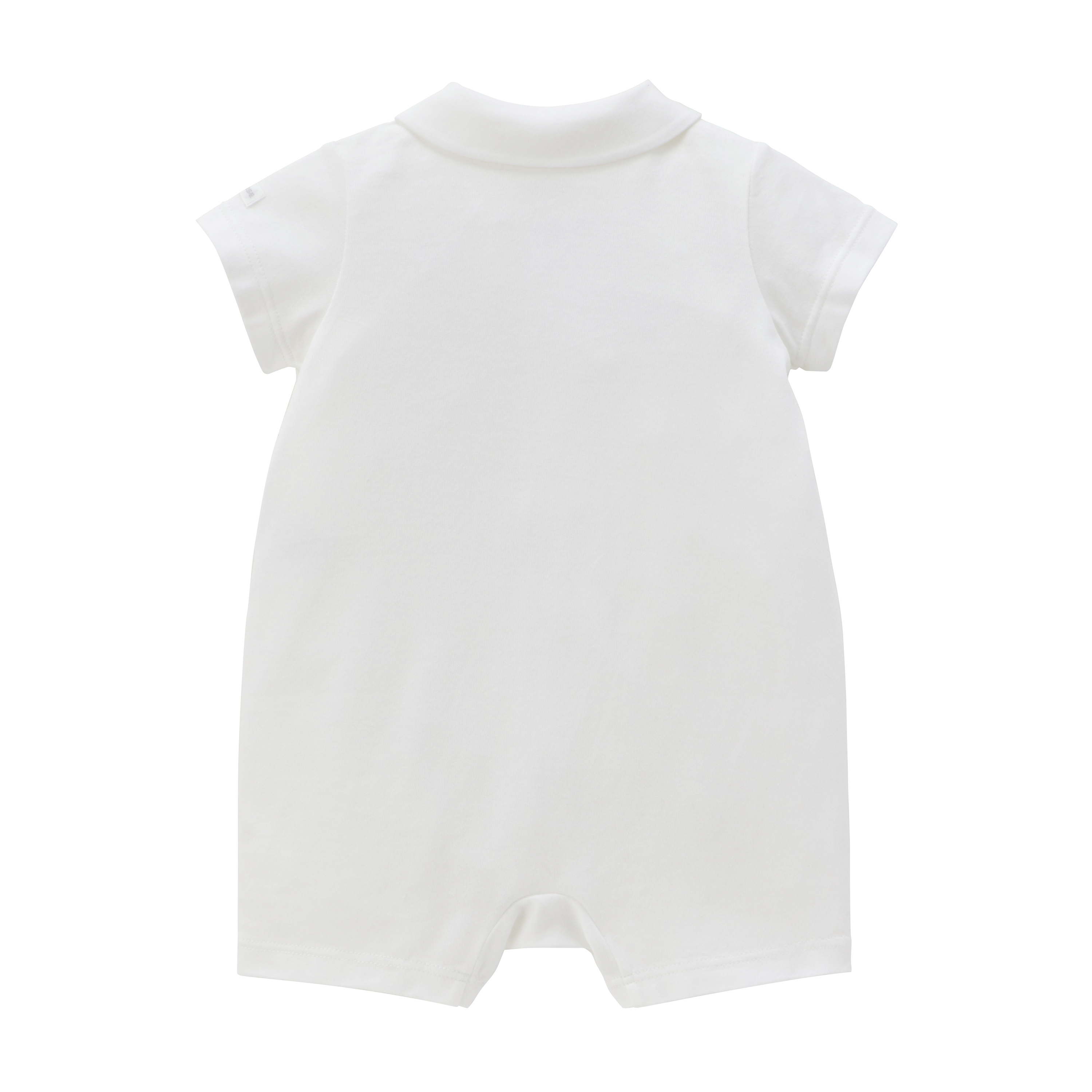 動物派對短袖連身衣-白