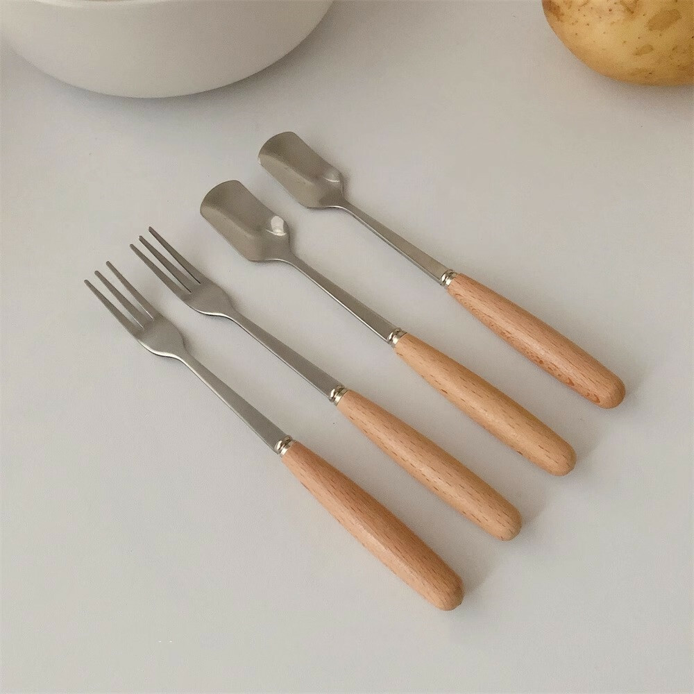 《3693》可愛下午茶甜點木質小湯叉